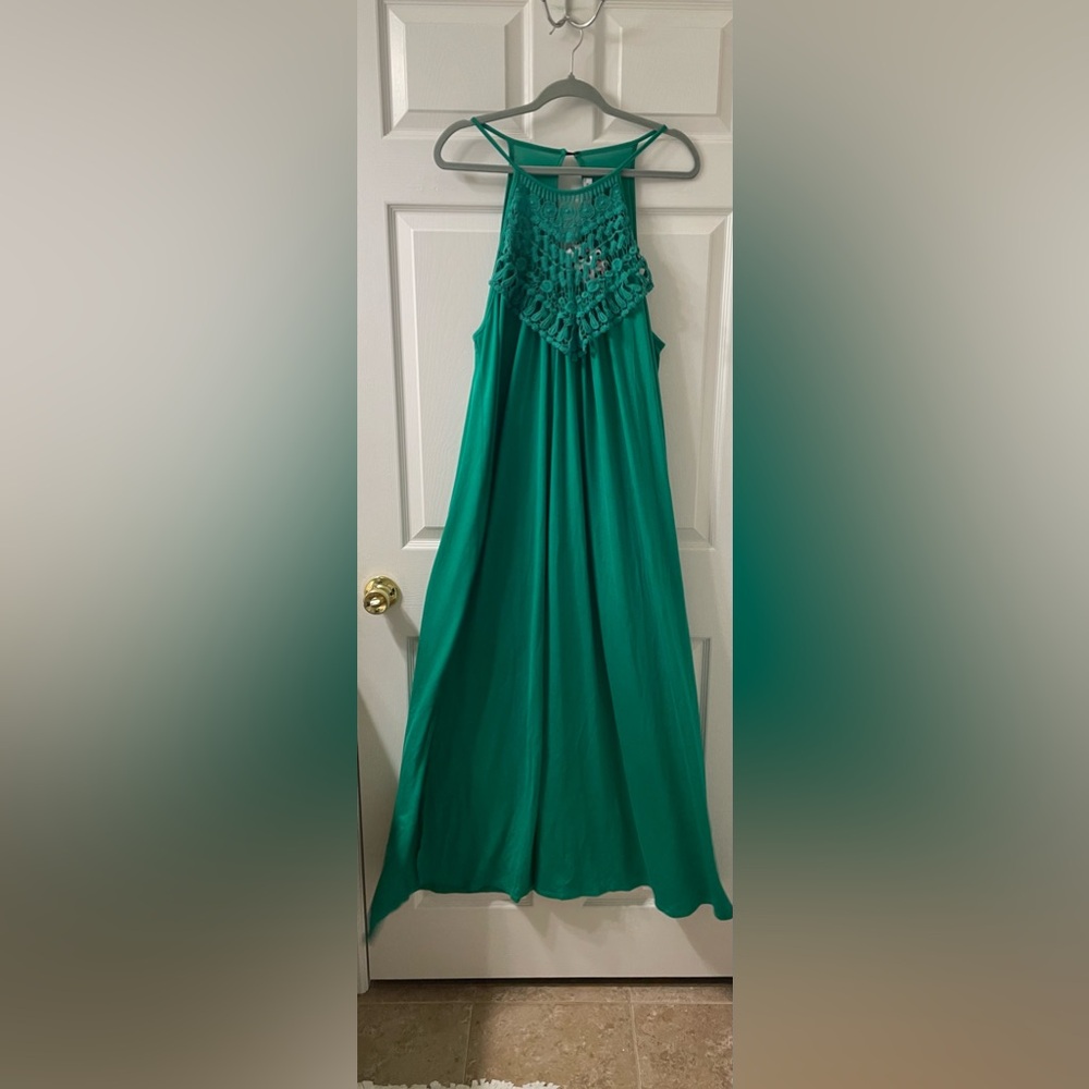 XXL NWT Green Crochet Maxi Dress - Picture 5 of 8